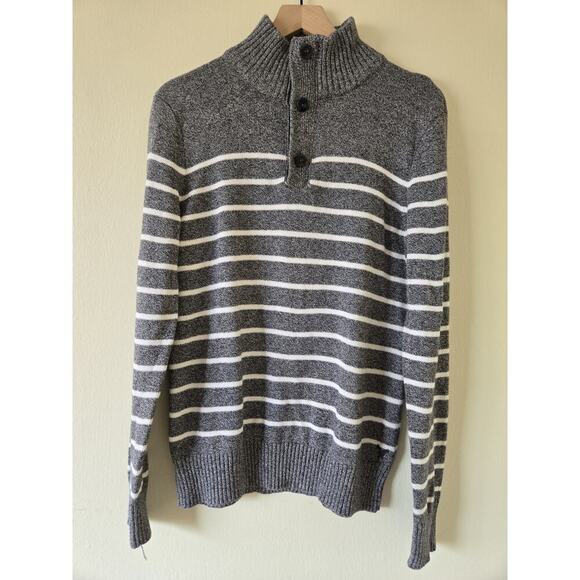 American Eagle Mens XL Grey Henley Zip Athletic Fit Academia Preppy Old Money - Picture 1 of 7